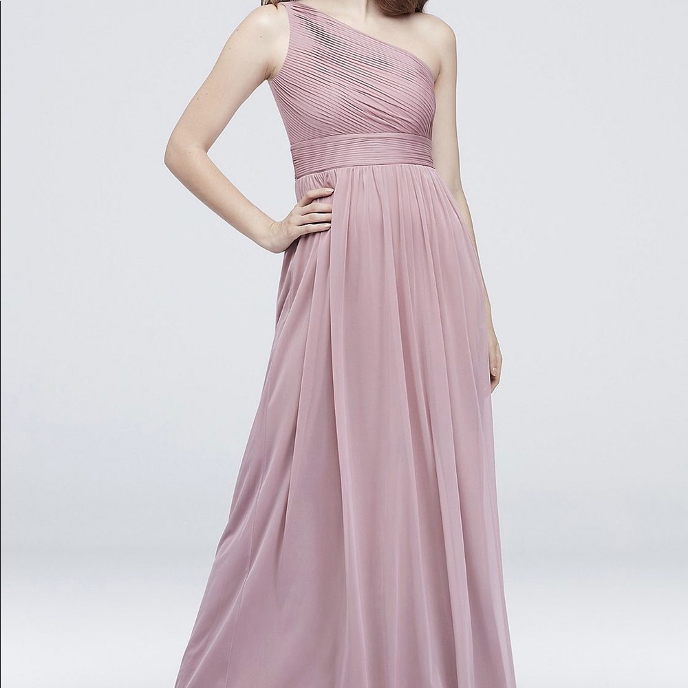 DB Micro-Pleated Mesh One-Shoulder Dress